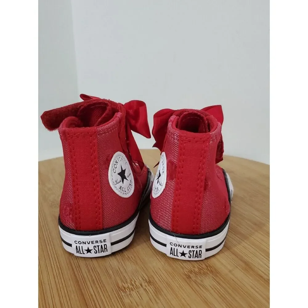 Converse CTAS 1V High Top Toddler Sneakers Red Bow Size 5 NIB